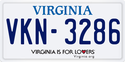VA license plate VKN3286