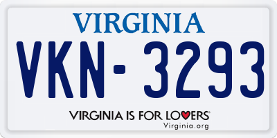 VA license plate VKN3293