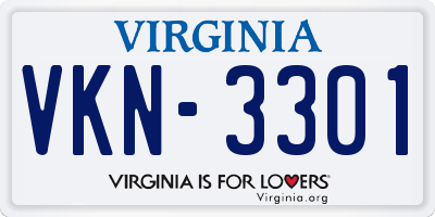 VA license plate VKN3301