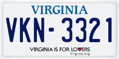VA license plate VKN3321