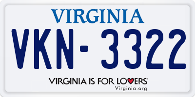 VA license plate VKN3322
