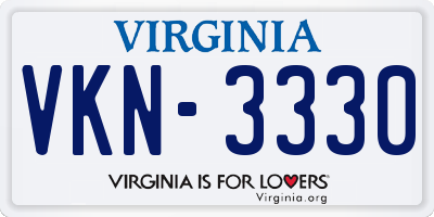 VA license plate VKN3330
