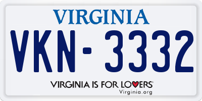 VA license plate VKN3332