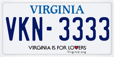 VA license plate VKN3333