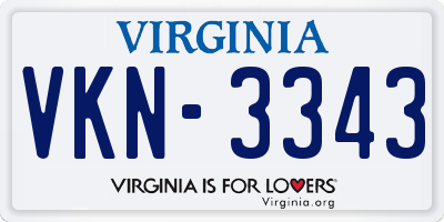 VA license plate VKN3343
