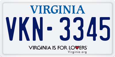 VA license plate VKN3345