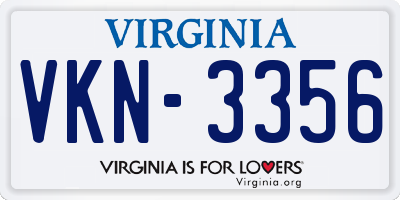 VA license plate VKN3356