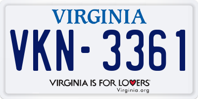 VA license plate VKN3361