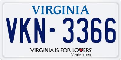 VA license plate VKN3366