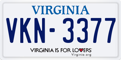 VA license plate VKN3377
