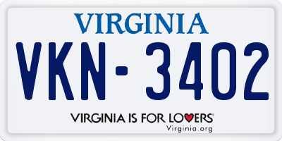 VA license plate VKN3402
