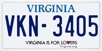 VA license plate VKN3405