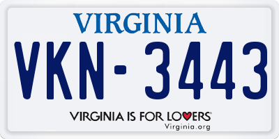 VA license plate VKN3443