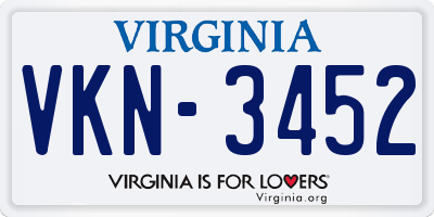 VA license plate VKN3452