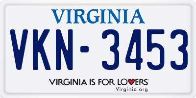 VA license plate VKN3453