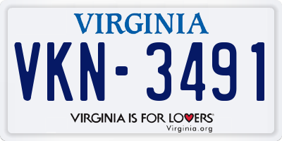 VA license plate VKN3491