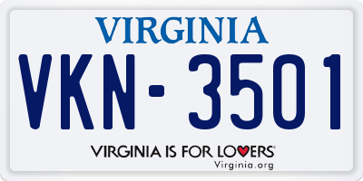 VA license plate VKN3501