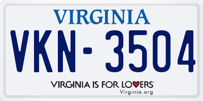 VA license plate VKN3504