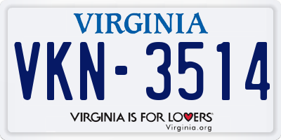 VA license plate VKN3514