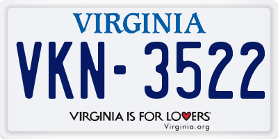 VA license plate VKN3522
