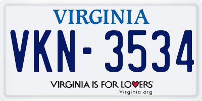 VA license plate VKN3534