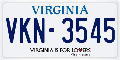 VA license plate VKN3545