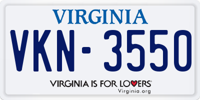 VA license plate VKN3550
