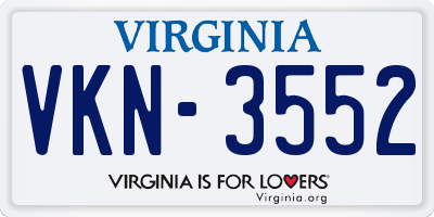VA license plate VKN3552