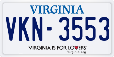 VA license plate VKN3553