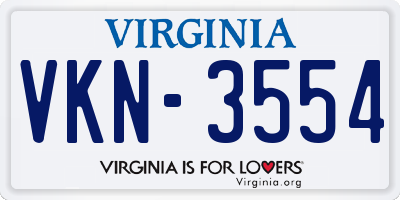 VA license plate VKN3554