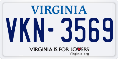 VA license plate VKN3569