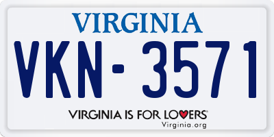 VA license plate VKN3571
