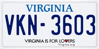 VA license plate VKN3603