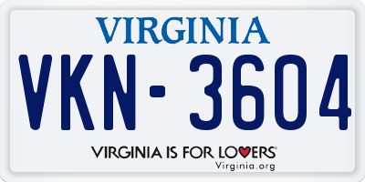 VA license plate VKN3604