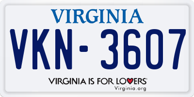 VA license plate VKN3607