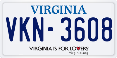 VA license plate VKN3608