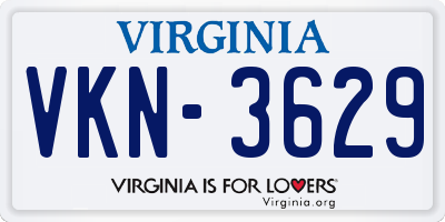 VA license plate VKN3629