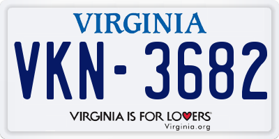 VA license plate VKN3682