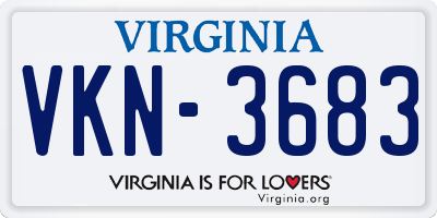 VA license plate VKN3683