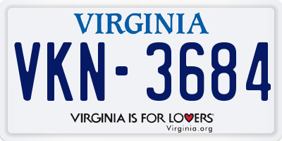 VA license plate VKN3684