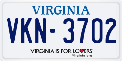 VA license plate VKN3702
