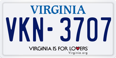 VA license plate VKN3707