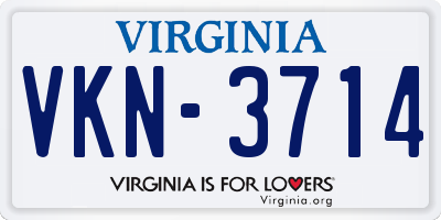 VA license plate VKN3714
