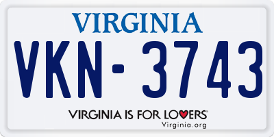 VA license plate VKN3743