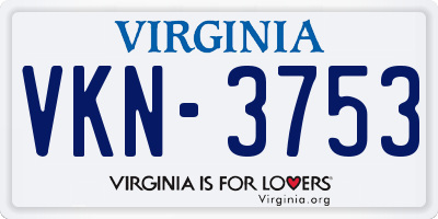 VA license plate VKN3753