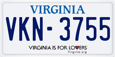VA license plate VKN3755