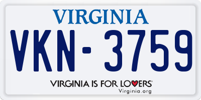 VA license plate VKN3759