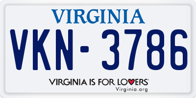 VA license plate VKN3786