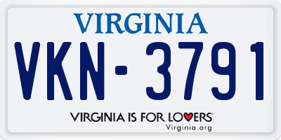 VA license plate VKN3791