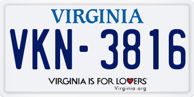 VA license plate VKN3816